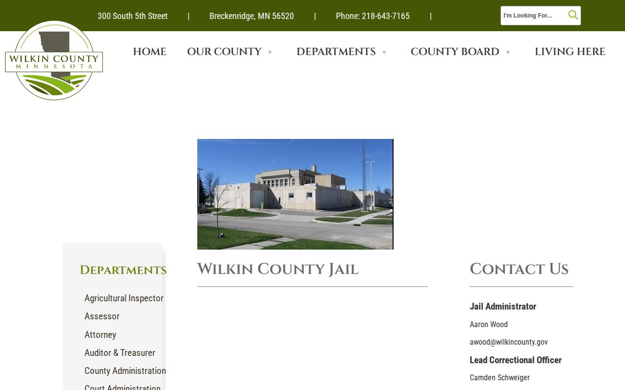 Wilkin County Jail release record and facility information