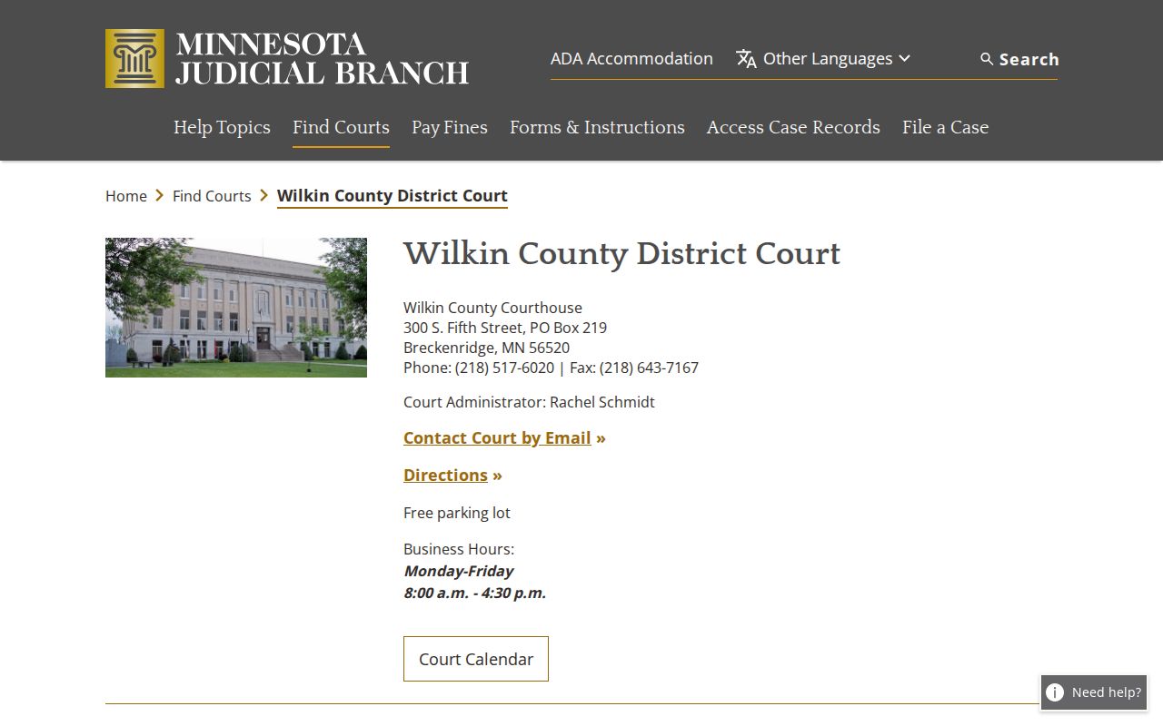 Wilkin County court release record access